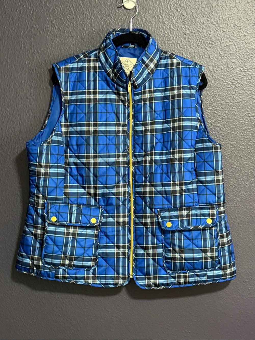 St. John's Bay Blue Plaid Quilted Women’s Vest